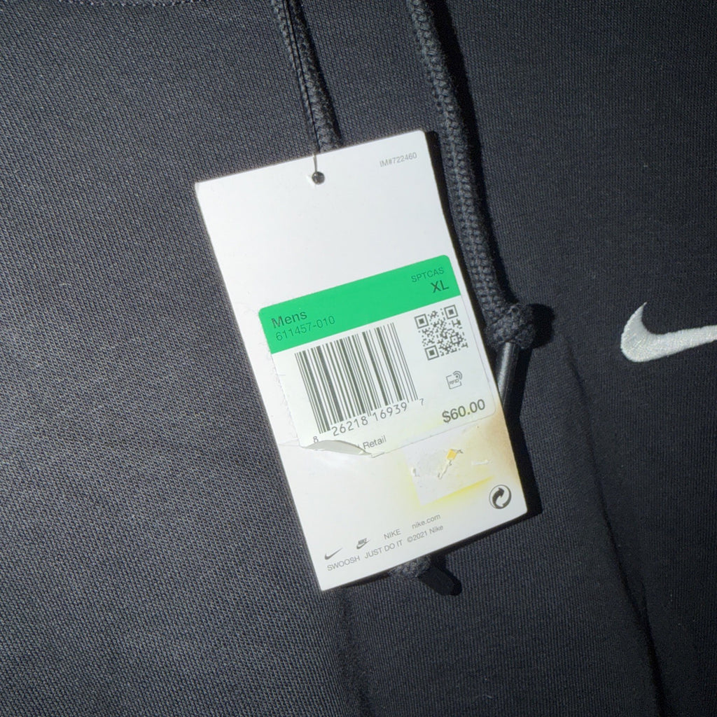 NEW NIKE SPORTSWEAR "Embroidered Swoosh Hoodie" MEN'S BLACK XL 0056-0057