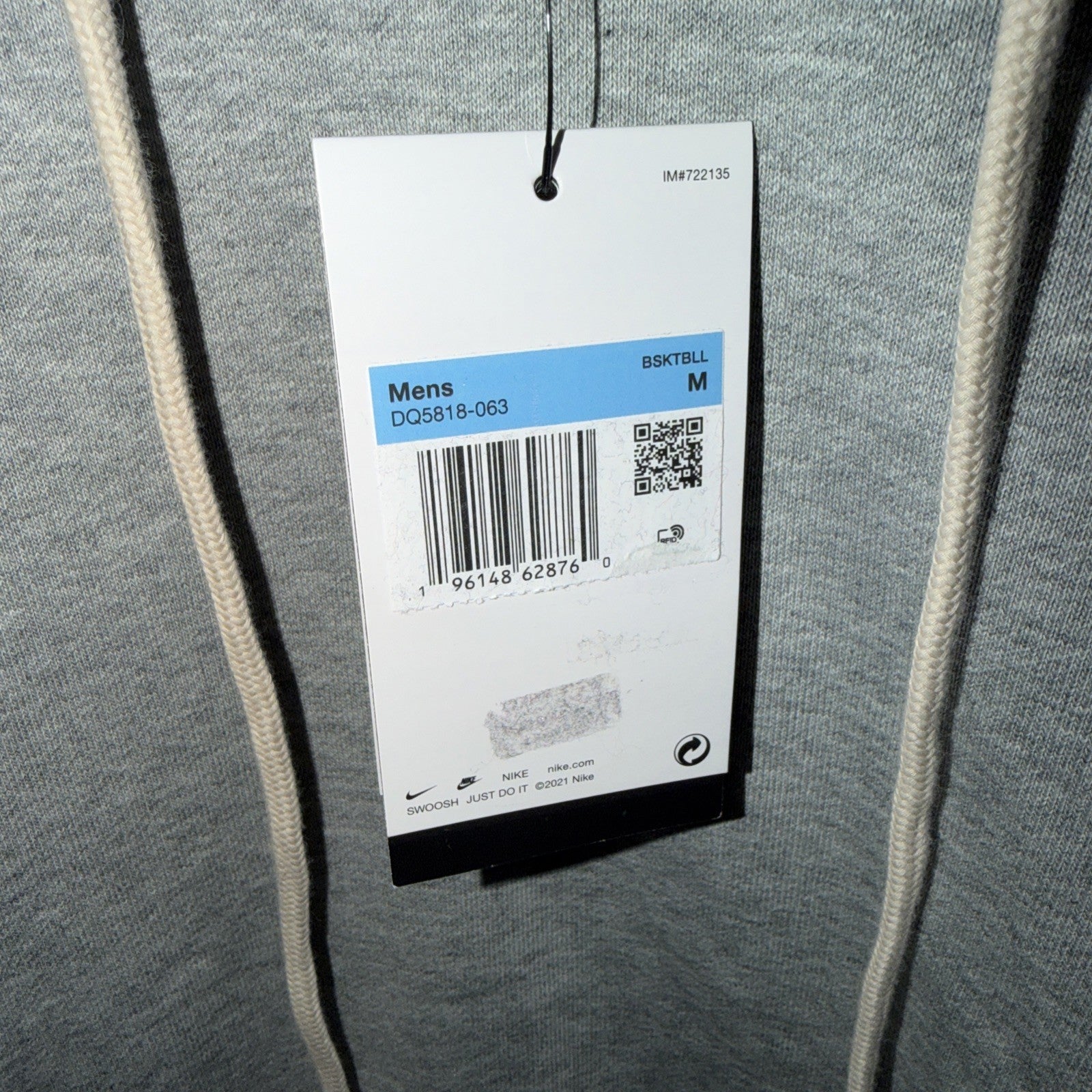 Nike Men's Dri-Fit Grey Heather Pullover Hoodie M DQ5818-063 0078