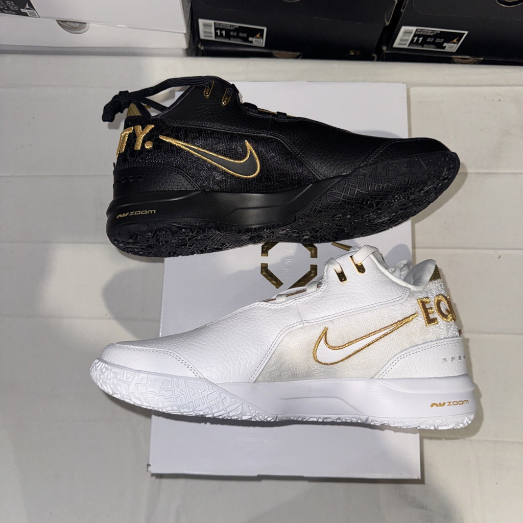 Nike Zoom LeBron NXXT Gen AMPD Equity White-Gold-Black, Size 10, FJ1566-103