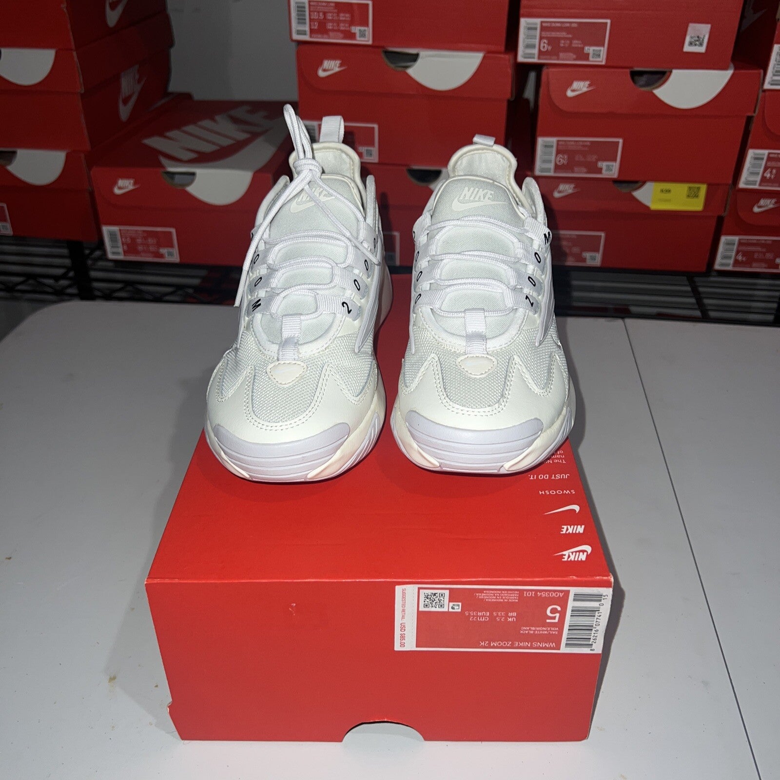 Size 5 - Nike Zoom 2K White Silver Womens Running Shoe