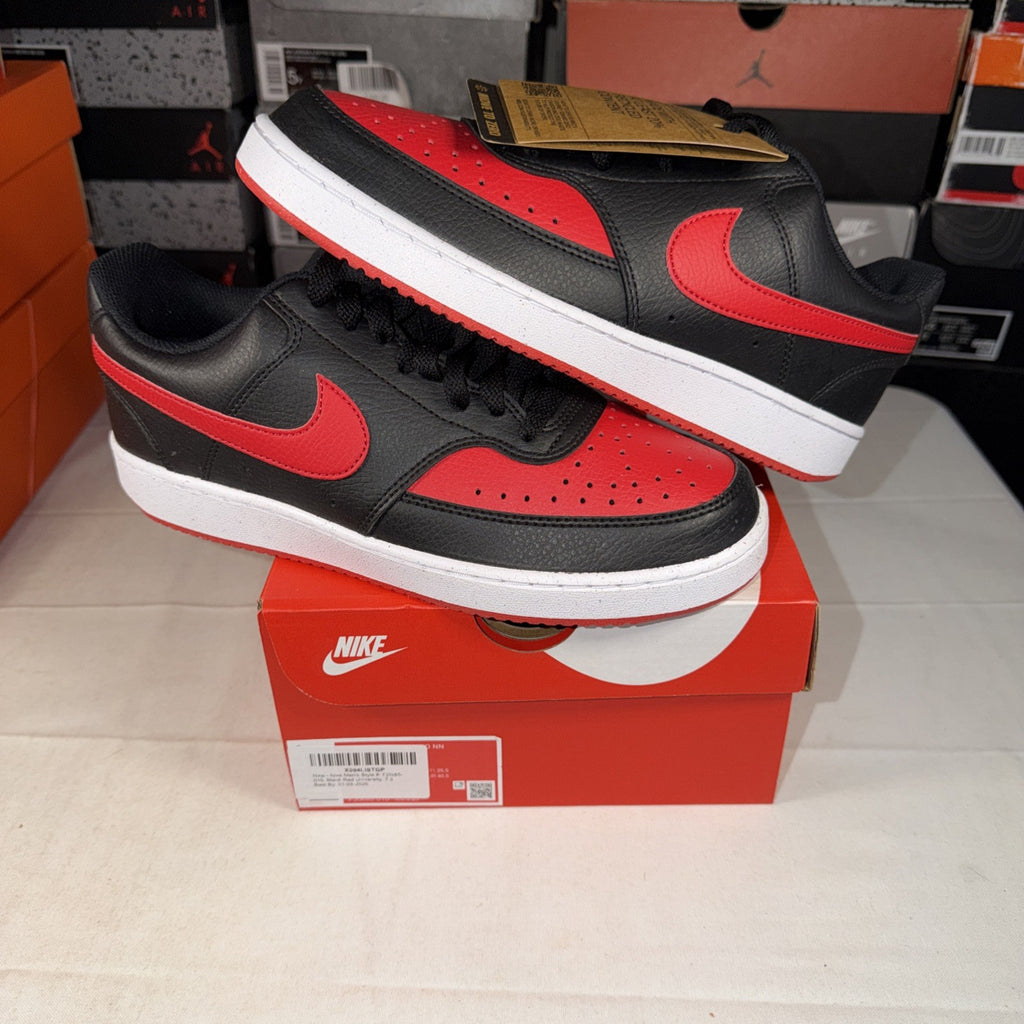 Nike Court Vision Low Top Shoes Black/Red, Size 7.5, FJ0685-010