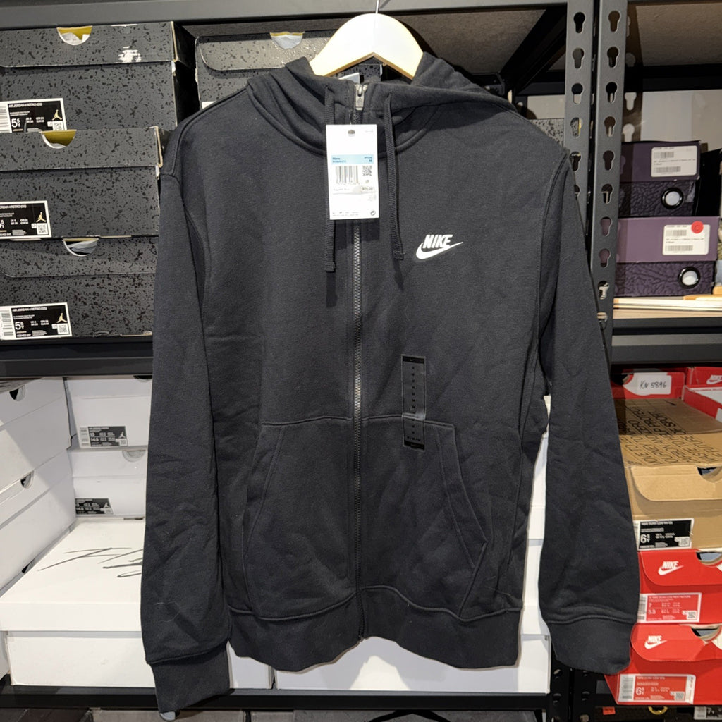 Nike Men’s Sportswear Club Fleece Black Full Zip Hoodie Size Medium 0147 & 0210