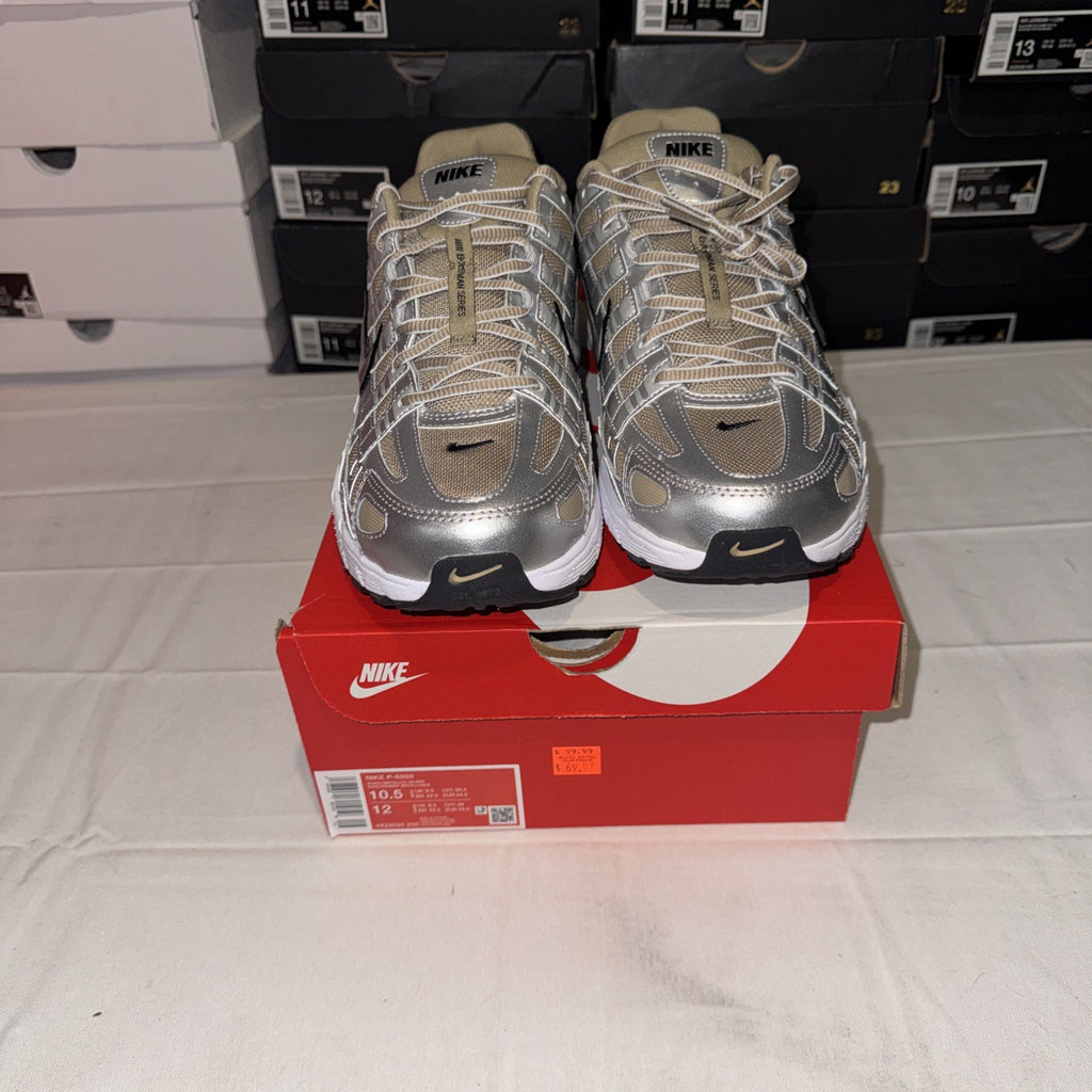Nike P-6000 Khaki Metallic Silver HQ3030-200 Size 10.5