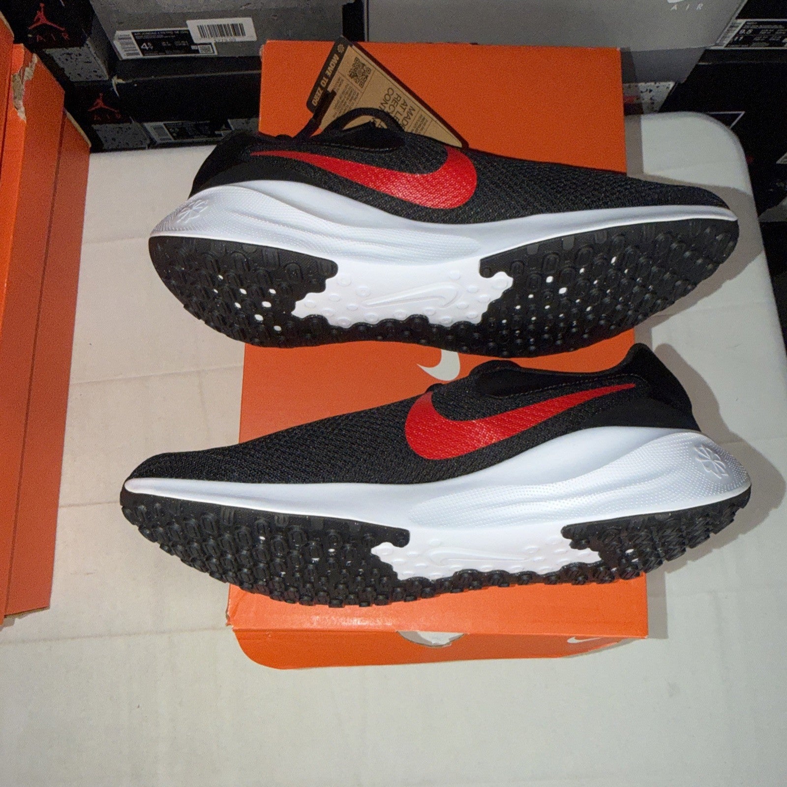 Nike Men's Revolution 7 Sneakers Size 12, Black/University Red/White, FB2207-003