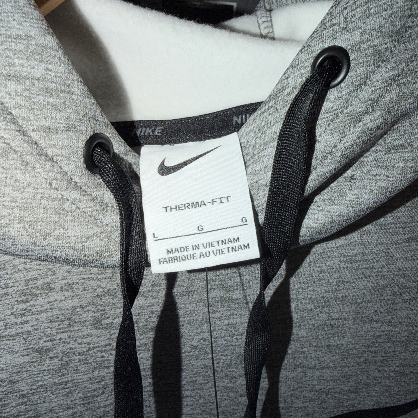 NEW Nike Lg Men's Therma-Fit Grey Heather Swoosh Training Hoodie 0089