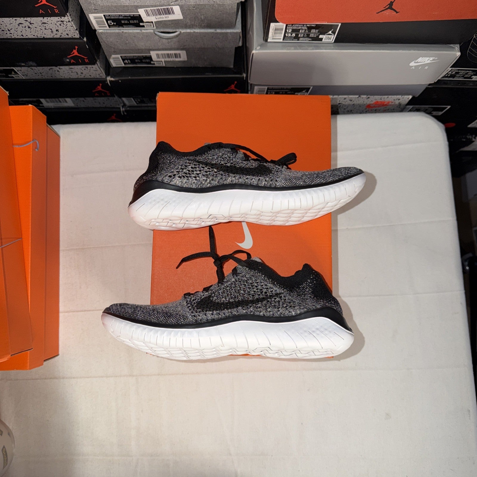 Nike Free RN Flyknit 2018 White Black 942838-101 Size 10