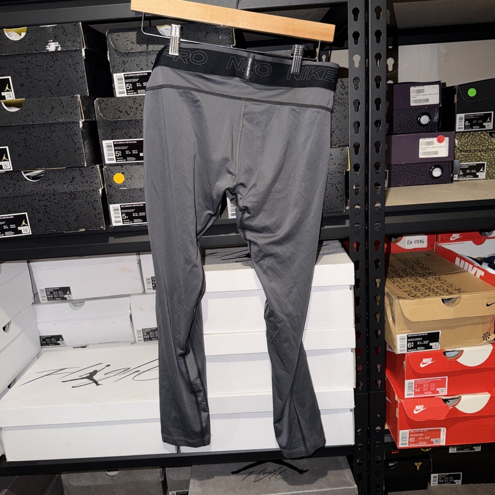 New Men's Nike Pro Full Length Dri-FIT Training Tights Grey Size L 0204-0205