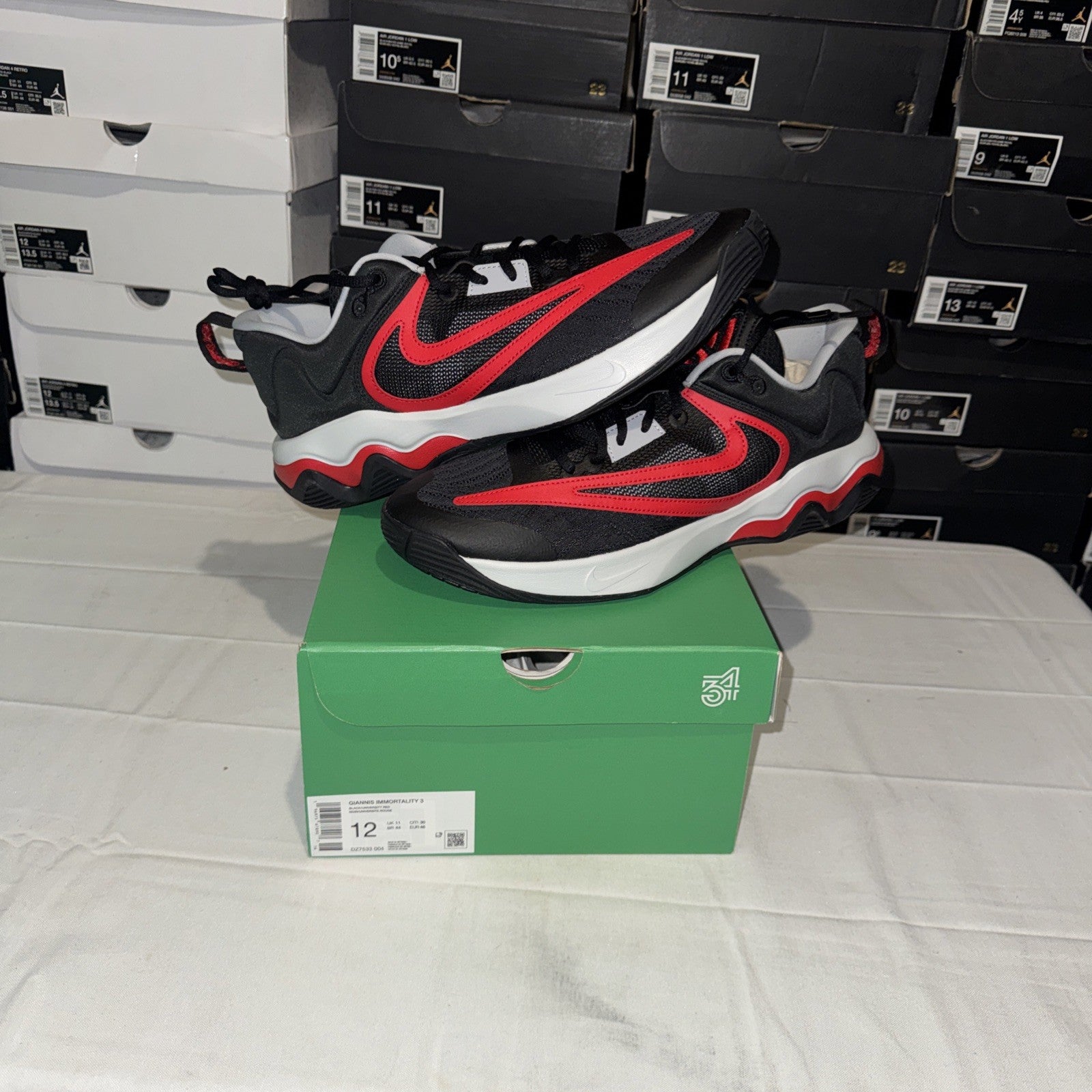 Nike Giannis Immortality 3 Sneakers Black/University Red, Size 12, DZ7533-004