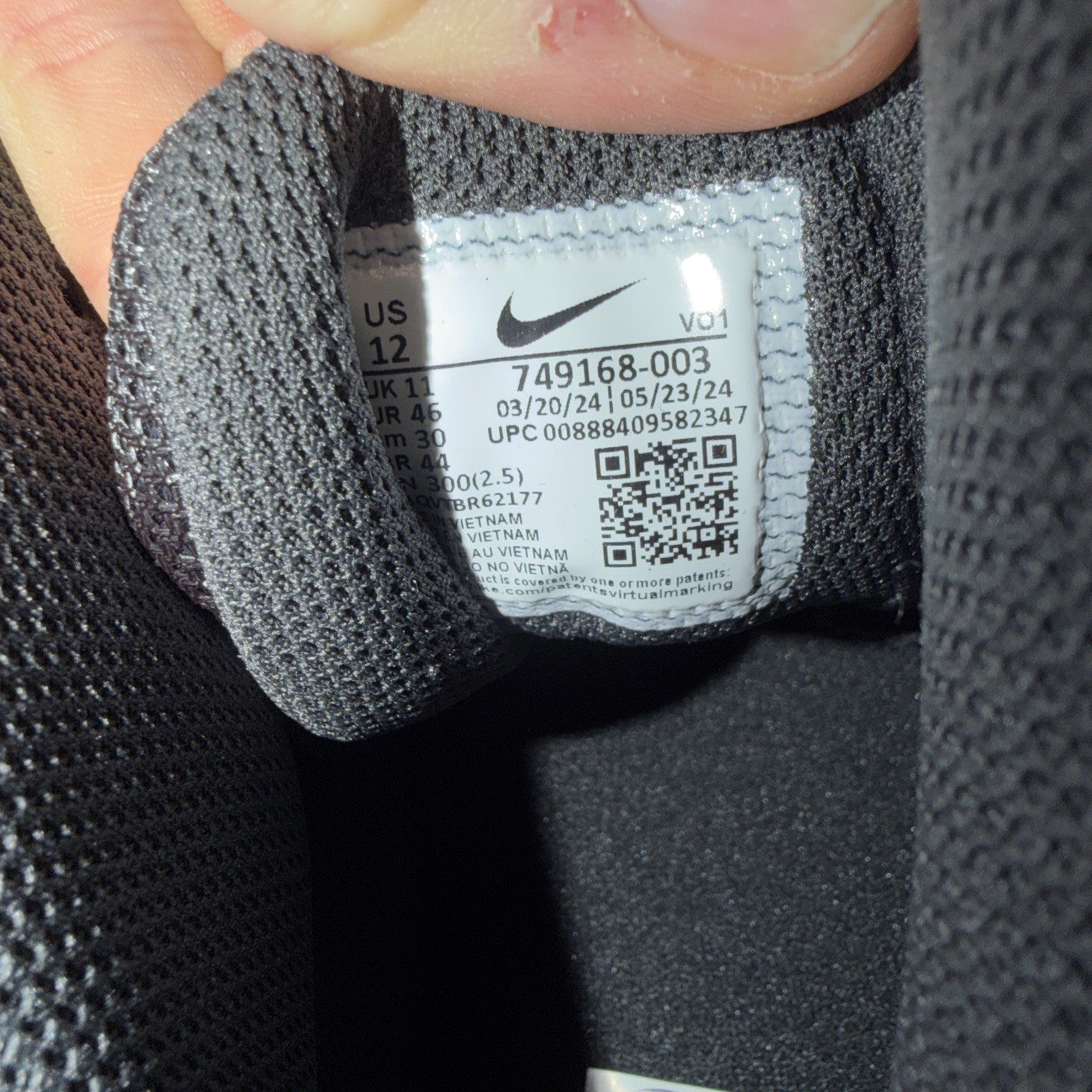 Nike Air Visi Pro 6 NBK Black Anthracite Size 12 749168-003