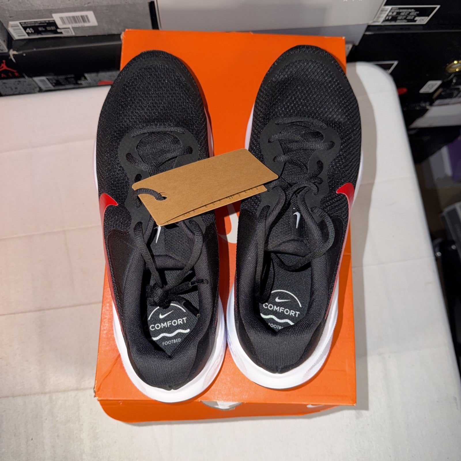 Nike Men's Revolution 7 Sneakers Size 12, Black/University Red/White, FB2207-003