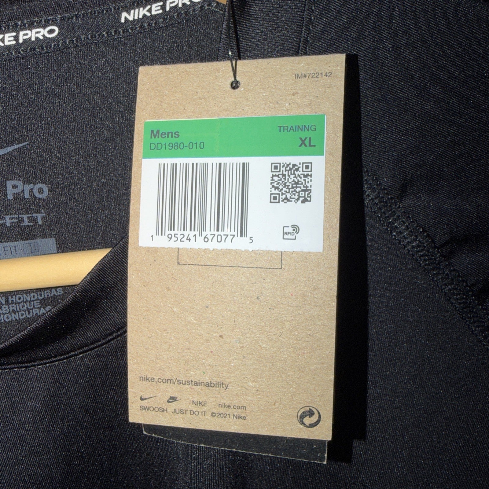 Nike Pro Dri-Fit Longsleeve Training Shirt Black DD1980-010 Mens Size XL 0094