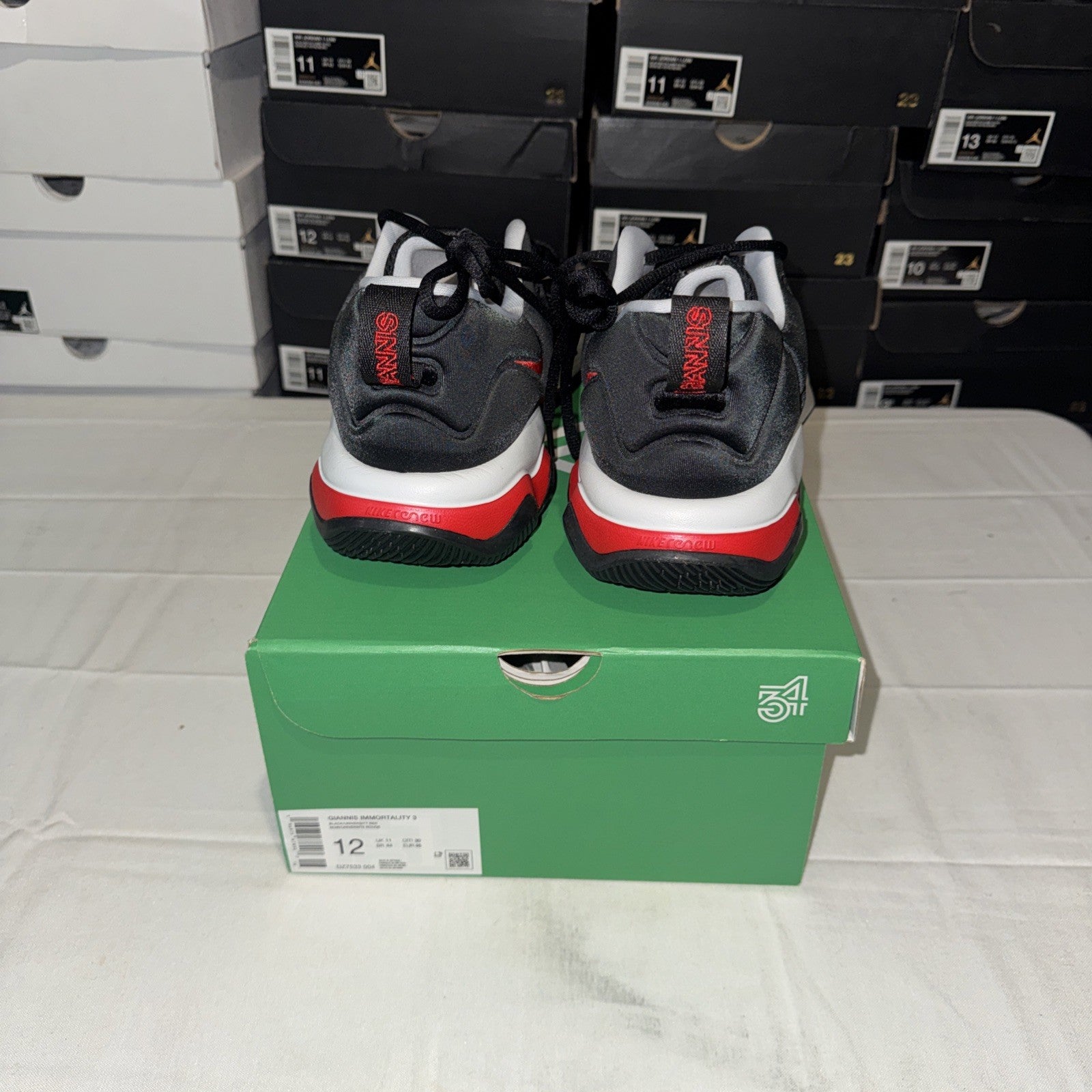 Nike Giannis Immortality 3 Sneakers Black/University Red, Size 12, DZ7533-004