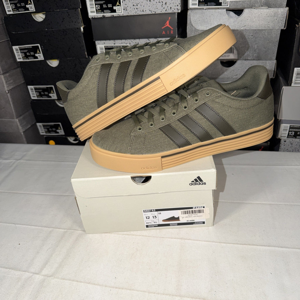 adidas Daily 4.0 Skateboarding Shoes Olive Green, Gum, Size 12 US IF4494
