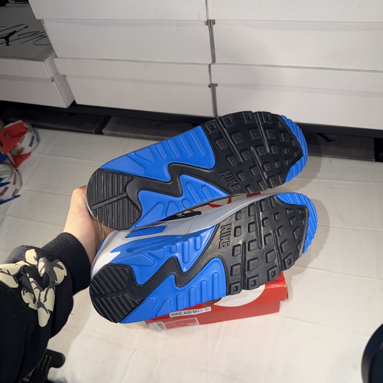 Nike Air Max 90 Size 12 White/Photo Blue/Pure Platinum/Black FN6958-102
